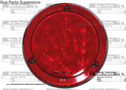 Bus LED Red 4" Round Stop / Tail / Signal/Turn Lamp with Reflector Flange